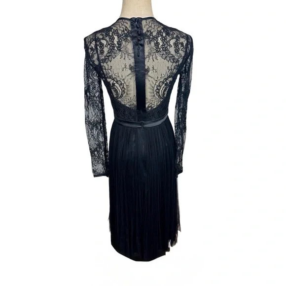 Catherine Deane Lace & Mesh Silk Sweetheart Long Sleeve Midi Dress UK8/US4 Catherine Deane Lace & Mesh Silk Sweetheart Long Sleeve Midi Dress UK8/US4